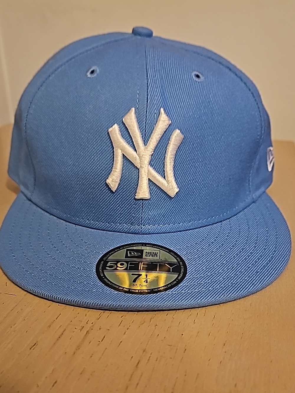 New Era Sky Blue New York Yankees Fitted Cap with White NY Logo